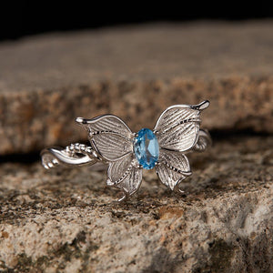 Butterfly Blue Topaz Textured Twist Open Ring - Perimade & Co.