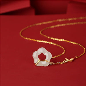Butterfly Flower Jade Pendant Necklace - Perimade & Co.