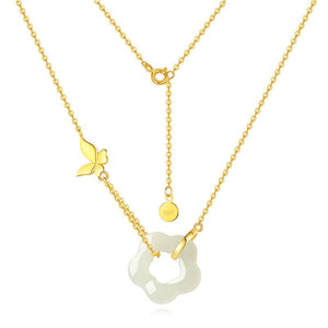 Butterfly Flower Jade Pendant Necklace - Perimade & Co.