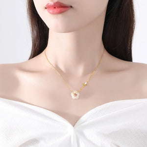 Butterfly Flower Jade Pendant Necklace - Perimade & Co.