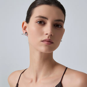 Swan Bird Statement Climber Earrings