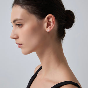 Tiny Small Pink Bow Tie Stud Earrings