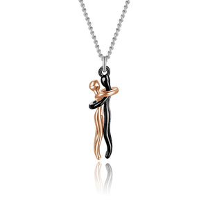 Couple Hug Two-Tone Pendant Necklace