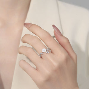 Camellia Flower Vine Leaf Open Bypass Ring - Perimade & Co.