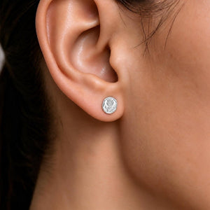 Carved Rose Floral Oval Cameo Stud Earrings - Perimade & Co.