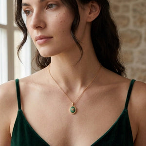 Carved Rose Malachite Rope Charm Necklace - Perimade & Co.