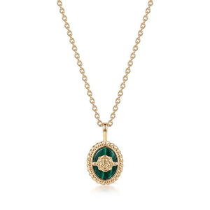 Carved Rose Malachite Rope Charm Necklace - Perimade & Co.
