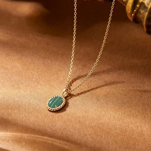 Carved Rose Malachite Rope Charm Necklace - Perimade & Co.