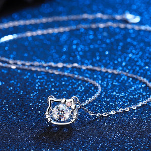 Cat Bow Dancing Stone Pendant Necklace - Perimade & Co.