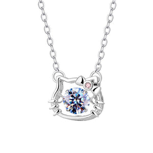 Cat Bow Dancing Stone Pendant Necklace - Perimade & Co.