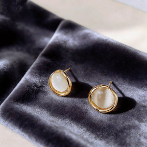 Cat's Eye Stone Twisted Circular Stud Earrings - Perimade & Co.