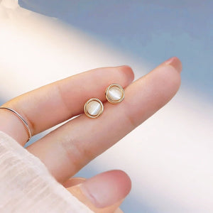 Cat's Eye Stone Twisted Circular Stud Earrings - Perimade & Co.