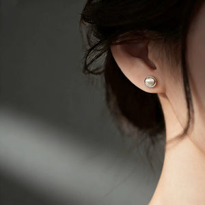 Cat's Eye Stone Twisted Circular Stud Earrings - Perimade & Co.