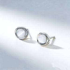 Cat's Eye Stone Twisted Circular Stud Earrings - Perimade & Co.