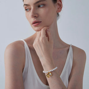 Herz-Medaillon mit Perlenarmband mit Foto