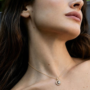 Celestial Crescent Moon CZ Pendant Necklace - Perimade & Co.