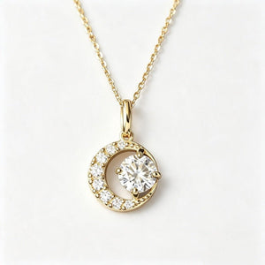 Celestial Crescent Moon CZ Pendant Necklace - Perimade & Co.