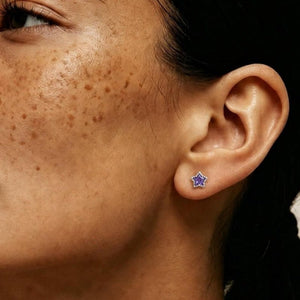 Celestial CZ Star Beaded Frame Stud Earrings - Perimade & Co.