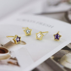 Celestial CZ Star Beaded Frame Stud Earrings - Perimade & Co.