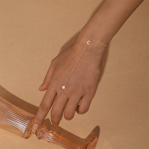 Celestial Moon Star Hand Chain Ring Bracelet - Perimade & Co.