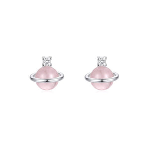 Celestial Planet Tiny CZ Accent Stud Earrings - Perimade & Co.