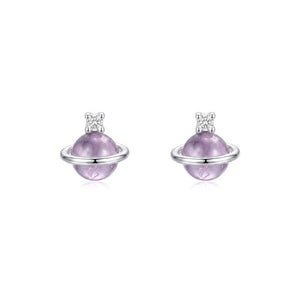 Celestial Planet Tiny CZ Accent Stud Earrings - Perimade & Co.