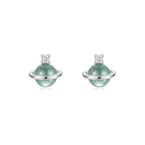 Celestial Planet Tiny CZ Accent Stud Earrings - Perimade & Co.