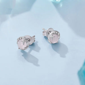 Celestial Rose Quartz Star Moon Stud Earrings - Perimade & Co.