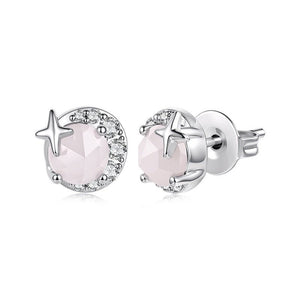Celestial Rose Quartz Star Moon Stud Earrings - Perimade & Co.