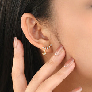 Celestial Starburst Drop Climber Stud Earrings - Perimade & Co.