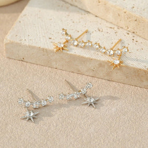 Celestial Starburst Drop Climber Stud Earrings - Perimade & Co.