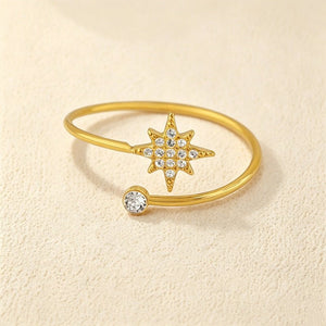 Celestial Starburst Pave CZ Open Bypass Ring - Perimade & Co.