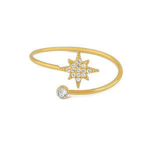 Celestial Starburst Pave CZ Open Bypass Ring - Perimade & Co.