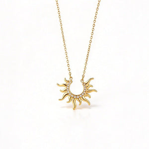 Celestial Sunburst Pave CZ Pendant Necklace - Perimade & Co.