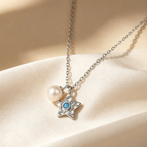 Celestial Turquoise Star Pearl Charm Necklace - Perimade & Co.