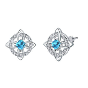 Celtic Knot Birthstone Geometric Stud Earrings - Perimade & Co.
