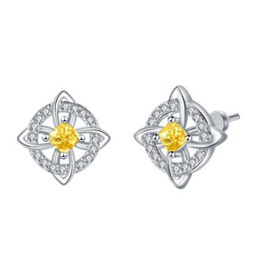 Celtic Knot Birthstone Geometric Stud Earrings - Perimade & Co.