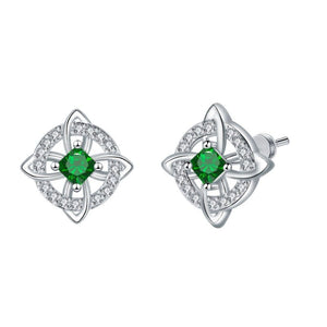 Celtic Knot Birthstone Geometric Stud Earrings - Perimade & Co.