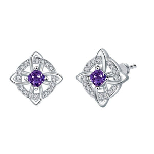 Celtic Knot Birthstone Geometric Stud Earrings - Perimade & Co.