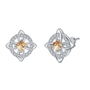 Celtic Knot Birthstone Geometric Stud Earrings - Perimade & Co.