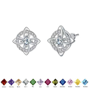 Celtic Knot Birthstone Geometric Stud Earrings - Perimade & Co.