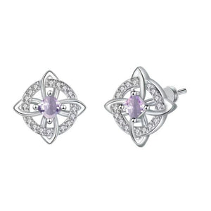 Celtic Knot Birthstone Geometric Stud Earrings - Perimade & Co.