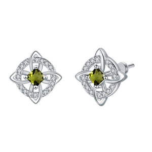 Celtic Knot Birthstone Geometric Stud Earrings - Perimade & Co.