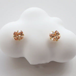 Champagne Cushion Cut Crystal Stud Earrings - Perimade & Co.