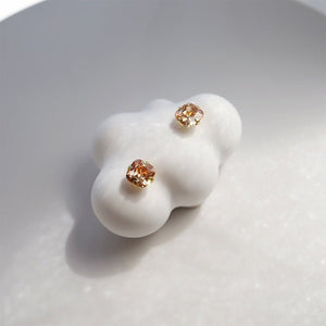 Champagne Cushion Cut Crystal Stud Earrings - Perimade & Co.