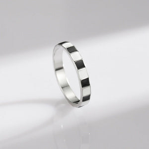 Checkerboard Black White Enamel Band Ring - Perimade & Co.