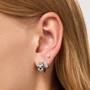 Checkerboard Moissanite Huggie Hoop Earrings - Perimade & Co.