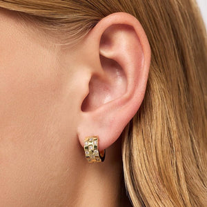 Checkerboard Moissanite Huggie Hoop Earrings - Perimade & Co.