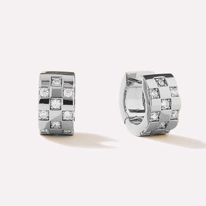 Checkerboard Moissanite Huggie Hoop Earrings - Perimade & Co.
