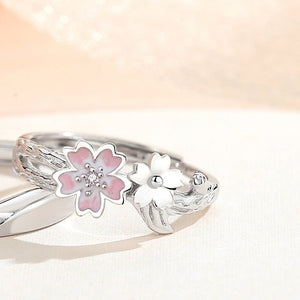 Cherry Blossom Flower Mountain Couple Ring - Perimade & Co.
